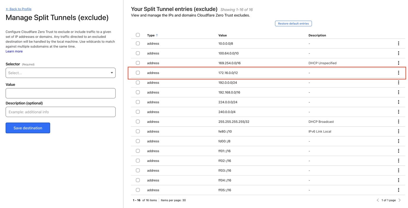 WARP Split Tunnel 設定